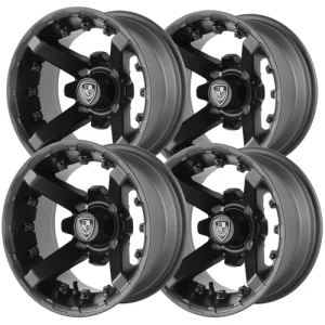 Fairway Alloys FA138 Battle 12×7 4×4″ -47mm Matte Black Wheels Rims 12″ Inch
